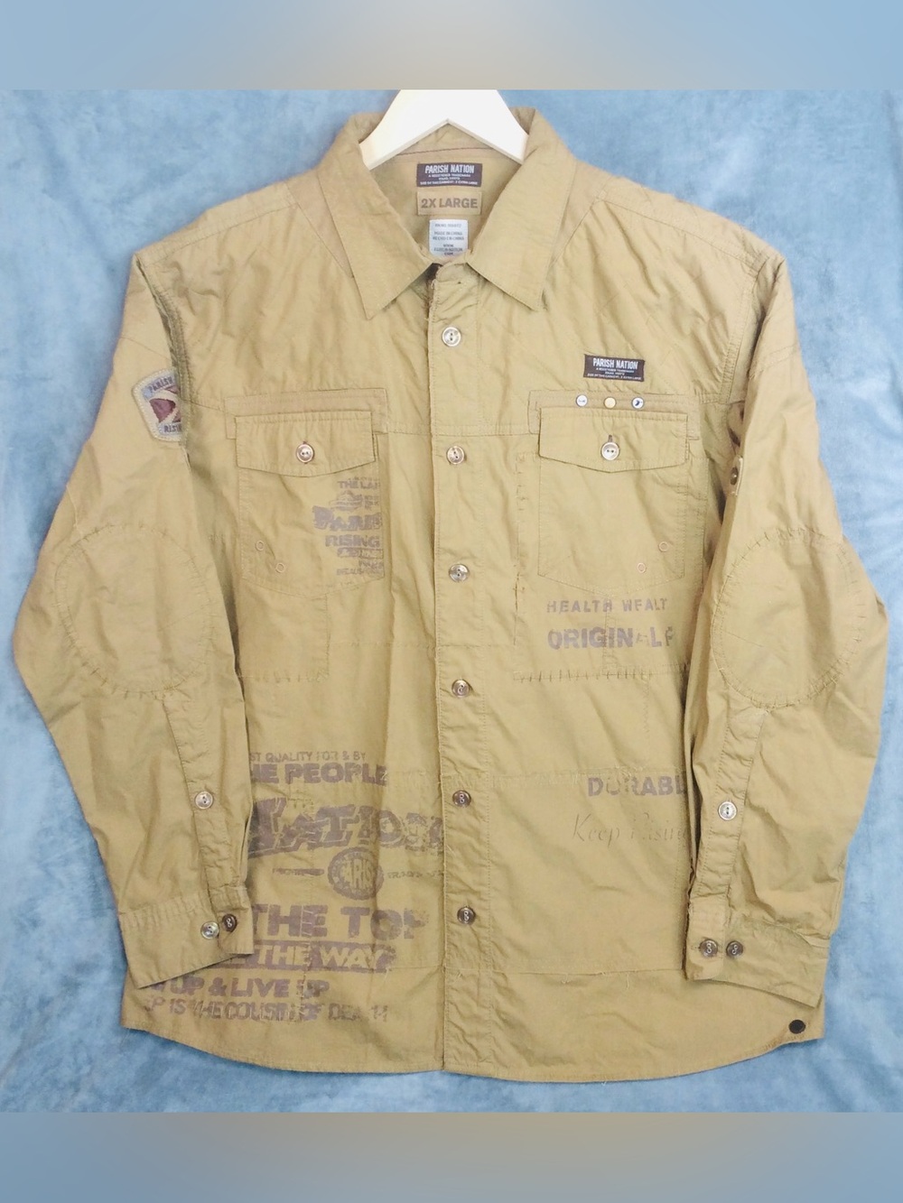 Parish Nation Tan Lightweight Utility Button up Shirt